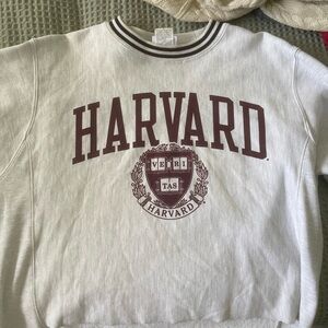 Champion White and Maroon Harvard Sweater